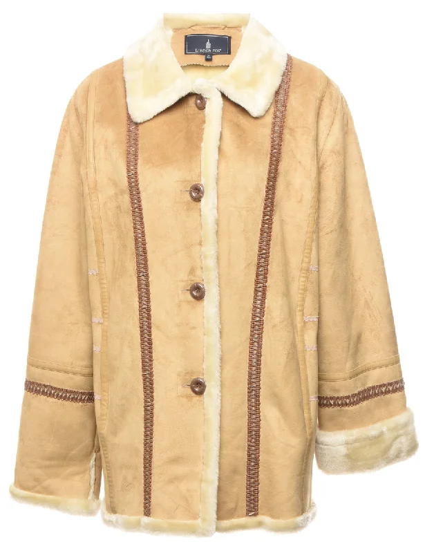London Fog Light Brown Shearling Faux Suede Jacket - M Quilted Jacket Puffer Jacket Insulated Jacket London Fog Light Brown Shearling Faux Suede Jacket - M Quilted Jacket Puffer Jacket Insulated Jacket