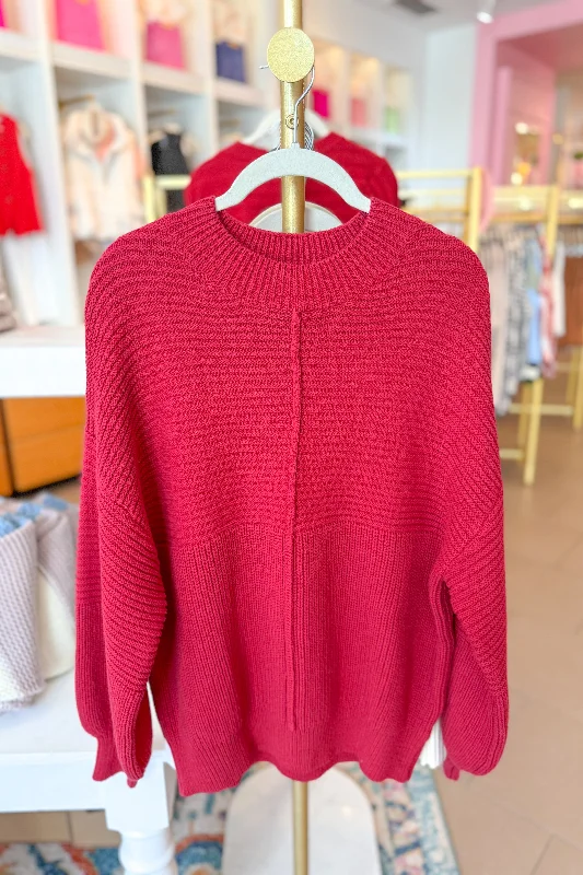 Red Ribbed Oversized Sweater Velvet Chenille Corduroy