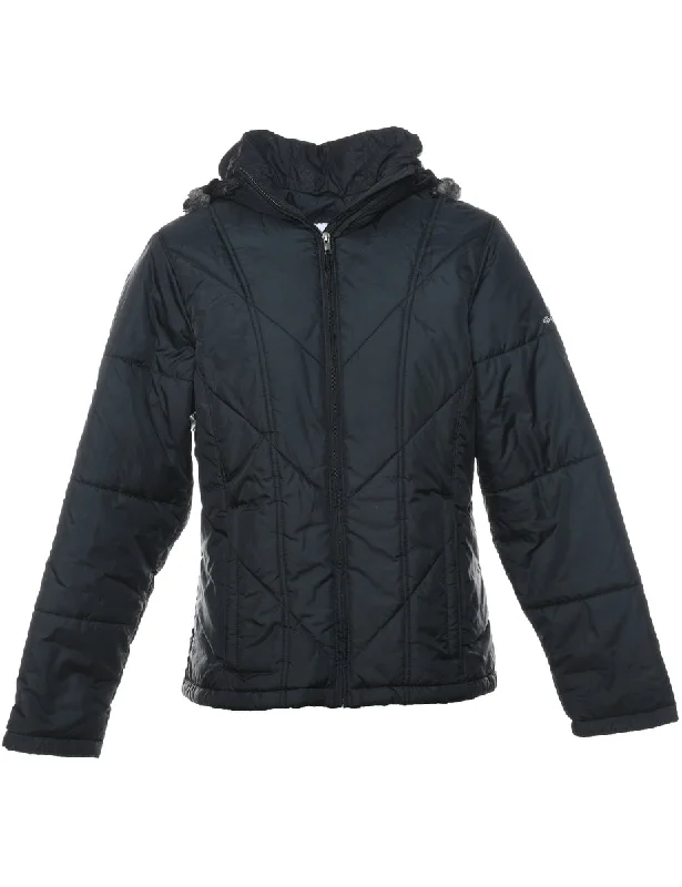 Columbia Black Zip-Front Hooded Puffer Jacket - M Wool Jacket Cashmere Jacket Tweed Jacket Columbia Black Zip-Front Hooded Puffer Jacket - M Wool Jacket Cashmere Jacket Tweed Jacket