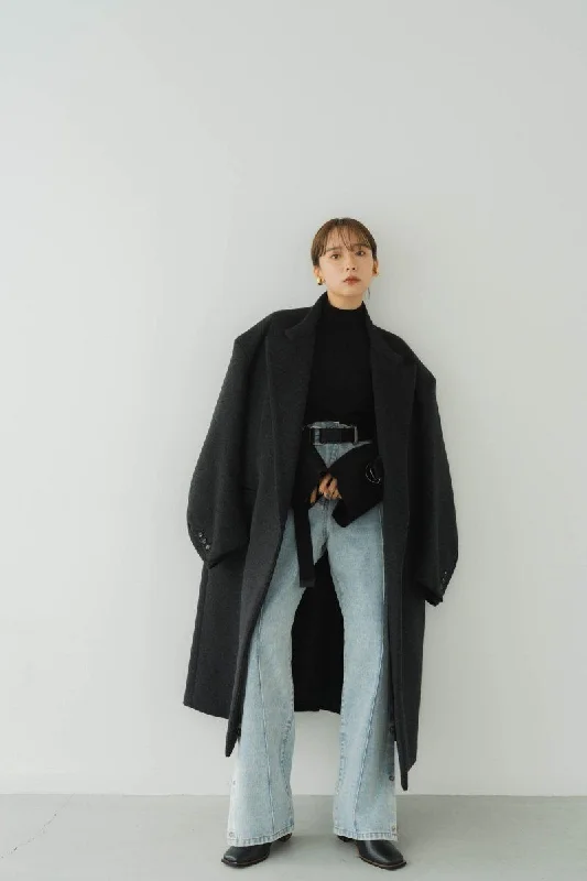 High End- Remake Chester Long Coat/Charcoal Trench Wool Cashmere