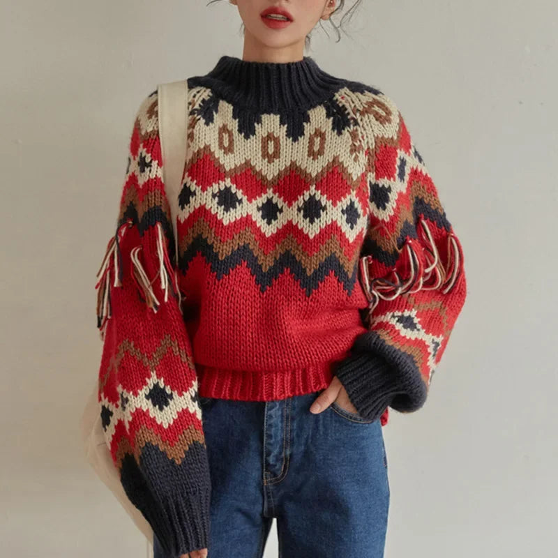 Fair Isle Argyle Chunky Knitted Sweaters Jersey Fabric Tulle Fabric Batik Fabric