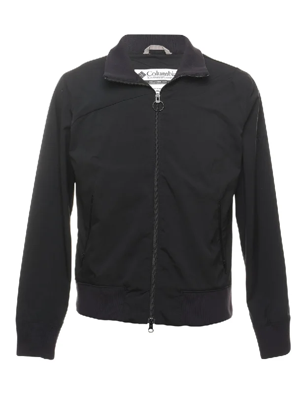 Columbia Zip-Front Black Jacket - L Wool Jacket Cashmere Jacket Tweed Jacket