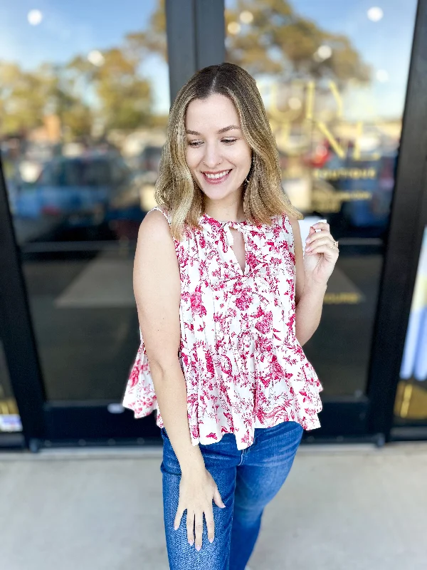 Magenta Toile Tank navy tank top