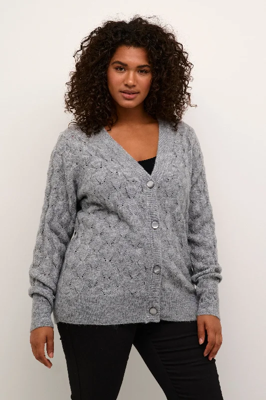 grijze cardigan met mooi motief Spandex Rayon Corduroy