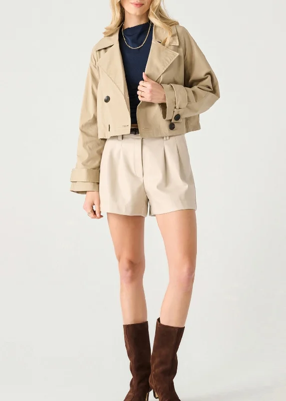 Long Sleeve Cropped Trench Coat empire Basque Peplum