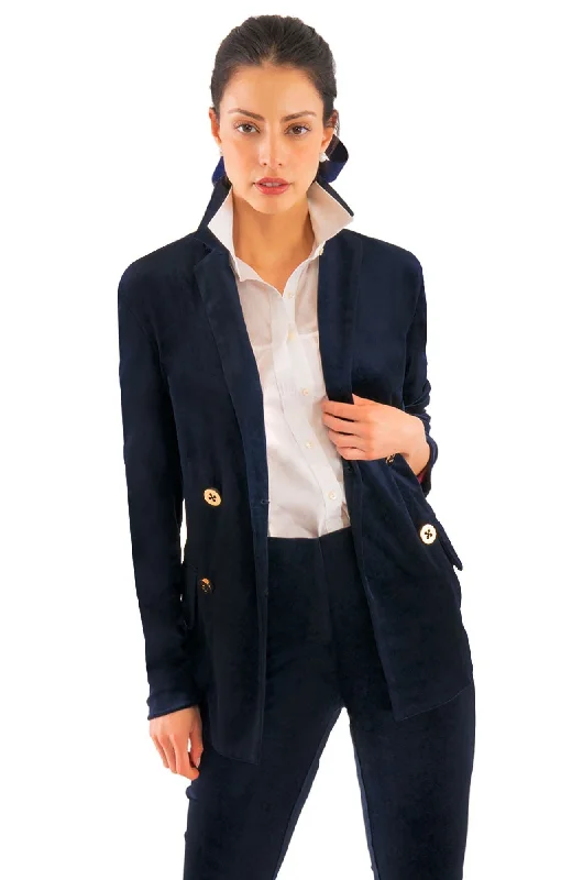 Gretchen Scott Womens Chic Blazer In Navy Posh Velvet JKCBPV FW19 Women's Vintage Suit Gretchen Scott Womens Chic Blazer In Navy Posh Velvet JKCBPV FW19 Women's Vintage Suit