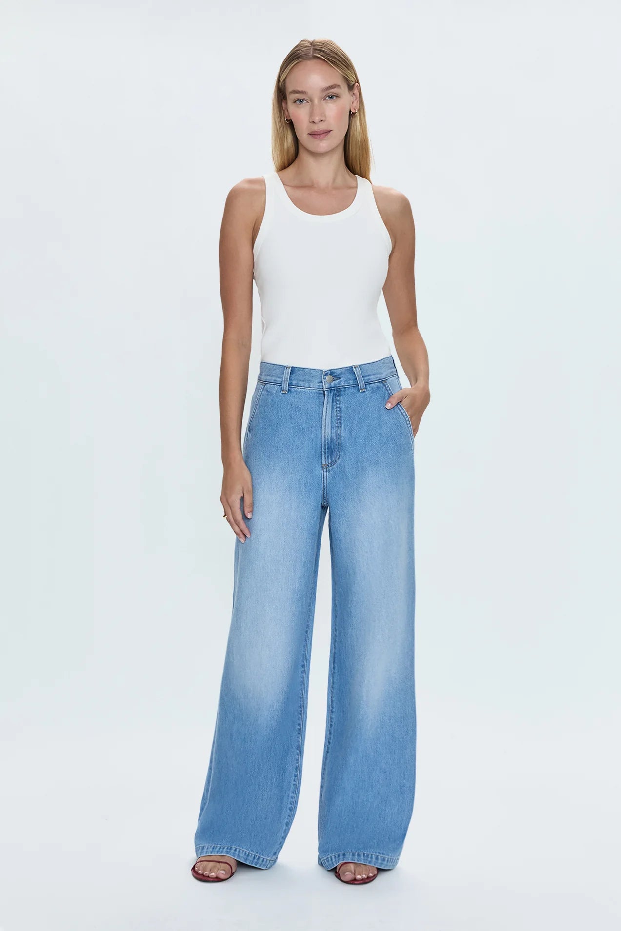 Dalia High Rise Trouser Trousers Denim Distressed