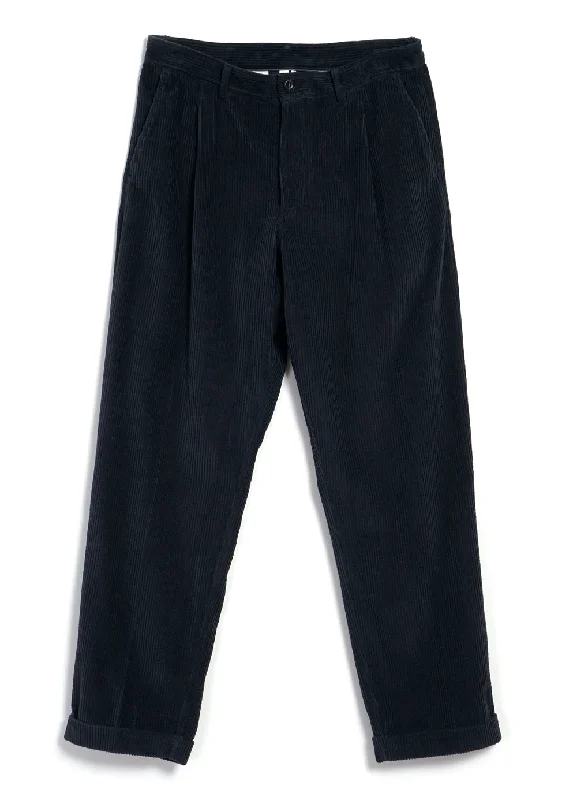 SUNE 28-35-3 | Pleated Wide Cut Trousers | Dusty Navy Trousers Party Sparkling