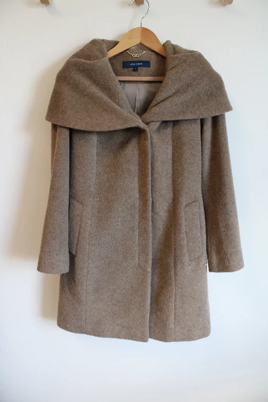Cole Haan Brown Alpaca Wool Coat | 2 Welt Pockets Slit Pockets Flap Pockets