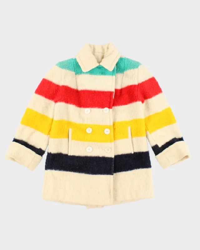 Vintage Hudson's Bay Blanket Coat - M Suede Faux Fur Shearling