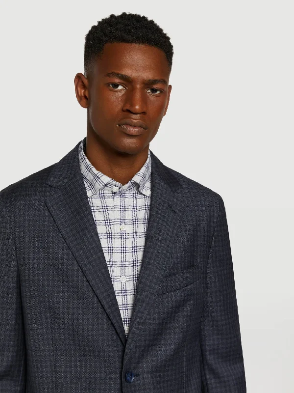 Checks wool blazer Women's Leather Blazer