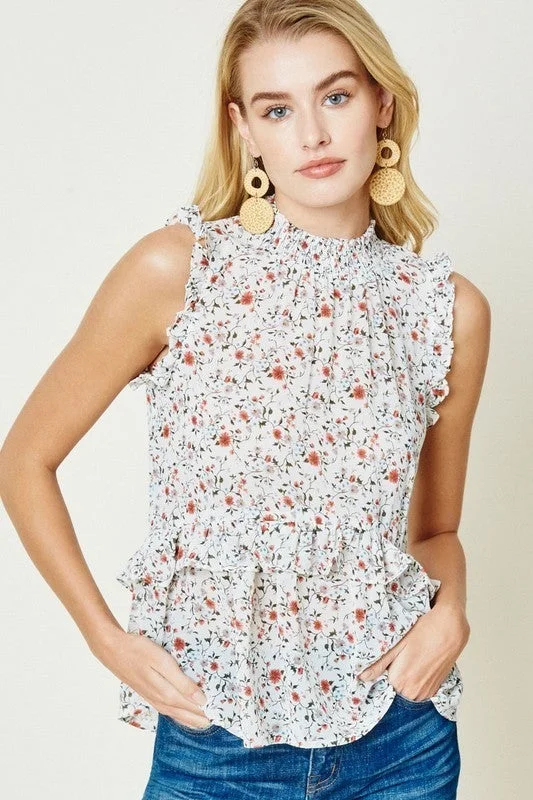 Grab It Women's Floral Tank Top lemon yellow tank