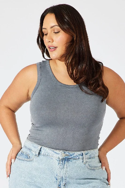 Black Tank Top Seamless Washed strappy tank top
