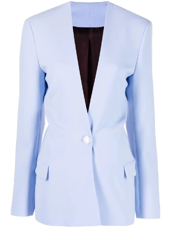 COLLARLESS SINGLE-BREASTED BLAZER 263 DUS BLU Plus Size Women's Coat