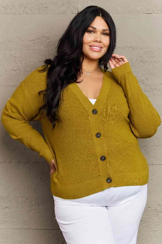 Full Size Button Down Cardigan in Chartreuse Open Front Closed Front Wrap Front