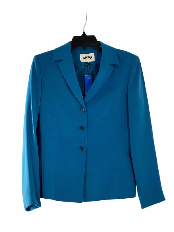 Kasper Size 4 Blue Blazer Women's Trendy Suit