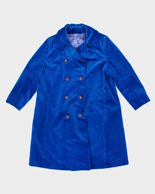 Vintage 60's Surrey Classics Royal Blue Velvet Double Breasted Coat Pleated Ruffled tiered Vintage 60's Surrey Classics Royal Blue Velvet Double Breasted Coat Pleated Ruffled tiered