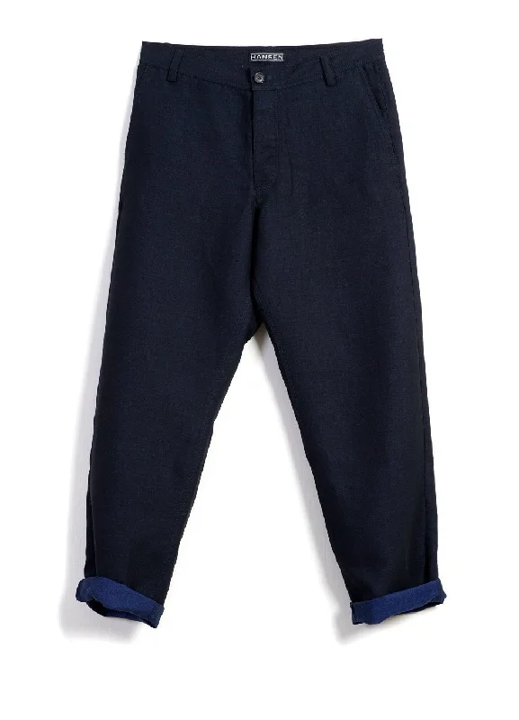 KEN | Wide Cut Trousers| 3-Tone Blue Trousers Elastic Waist Soft