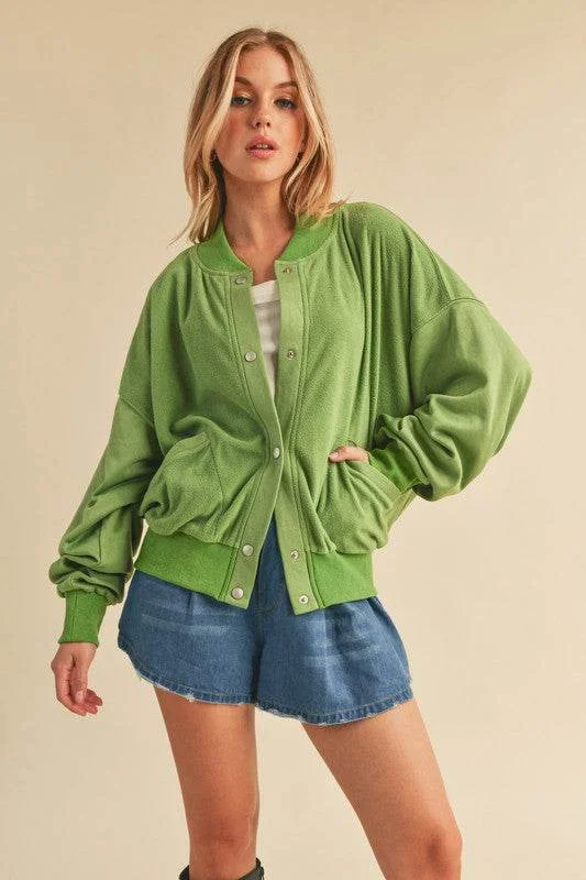 Aemi + Co Snap Down Drop Shoulder Brushed Jacket Tiered Jacket Buttoned Jacket Zippered Jacket Aemi + Co Snap Down Drop Shoulder Brushed Jacket Tiered Jacket Buttoned Jacket Zippered Jacket