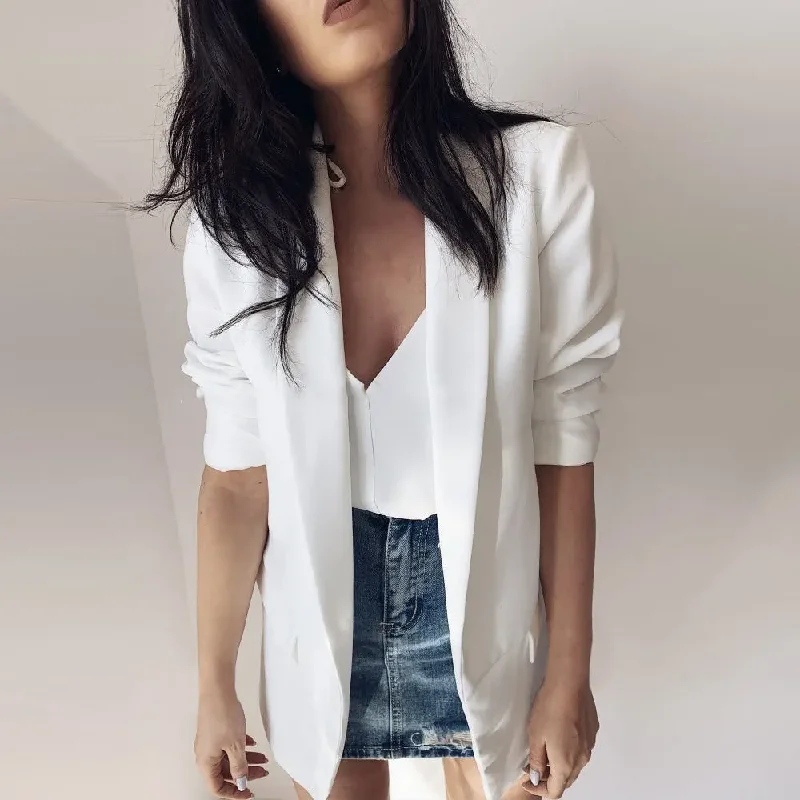 Work Women Lapel Solid Color Slim Fit Blazer Women's High-End Blazer
