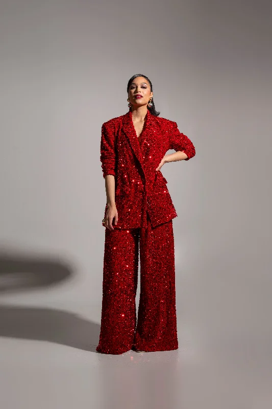 LIZA Sequin Blazer in RUBY Women's High-End Blazer