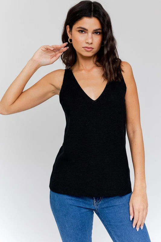 Lightweight Knit V-Neck Sleeveless Tank Top basic tank top