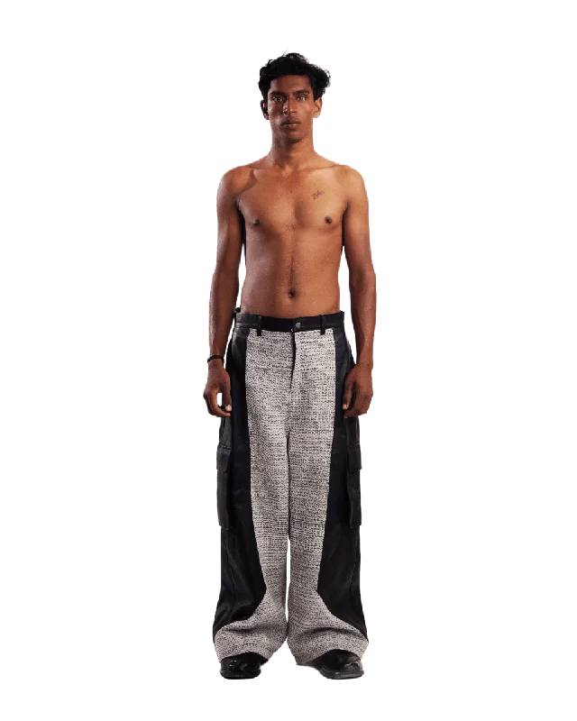"ELVIS IN LAHORE" PANELED LEATHER TROUSERS Trousers Fall Fleece