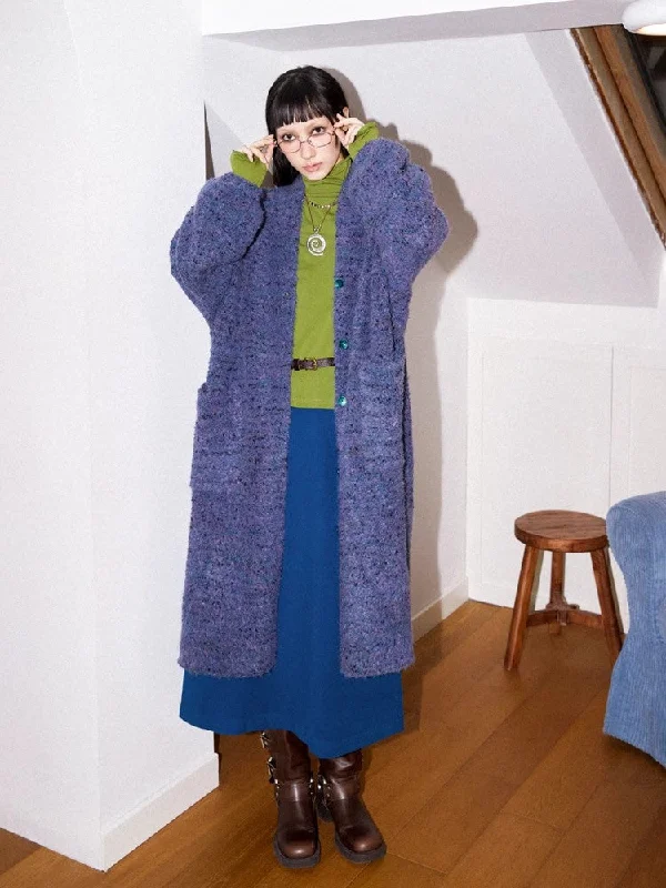 Loose long cardigan【s0000010365】 Solid Print Embellished