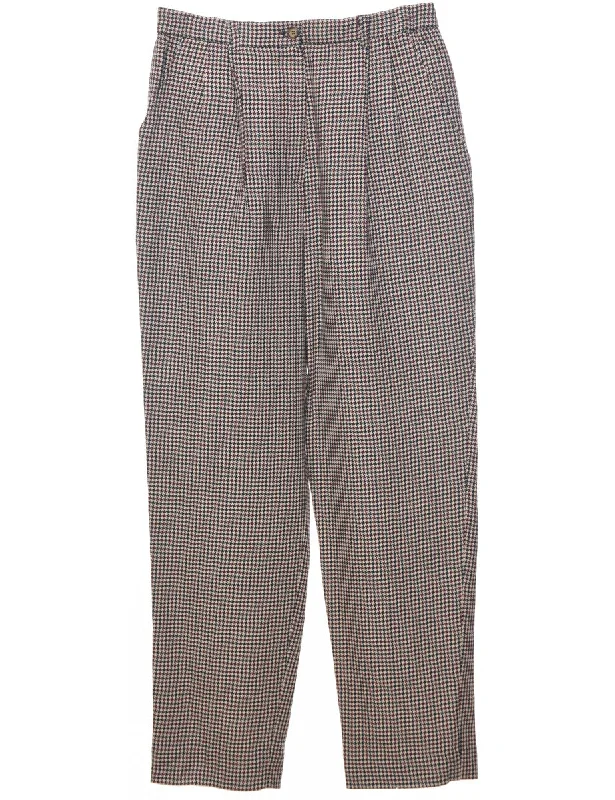 Wool Houndstooth Trousers - W30 L29 Trousers Business Professional