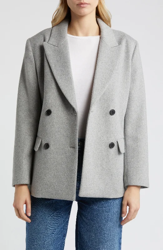 Women's Solid Color Double Breasted Tweed Blazer Women's Casual Suit