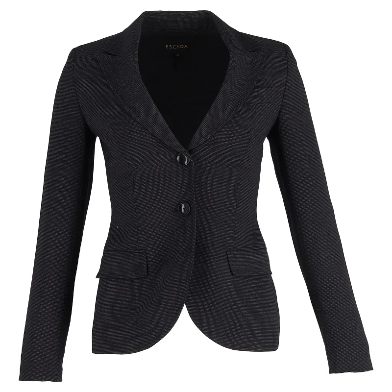 Escada Dotted Single-Breasted Blazer in Black Wool Women's Premium Blazer