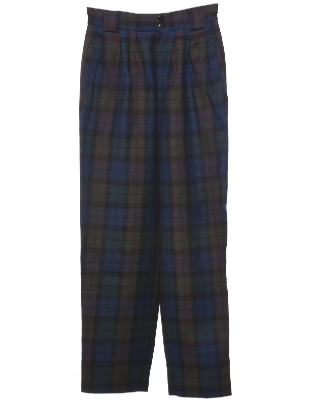 Wool Checked Trousers - W25 L27 Trousers Cargo pockets