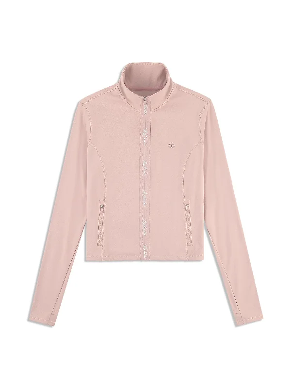 Delfina Contour Track Jacket- Pale Mauve Denim Fabric Leather Fabric Suede Fabric