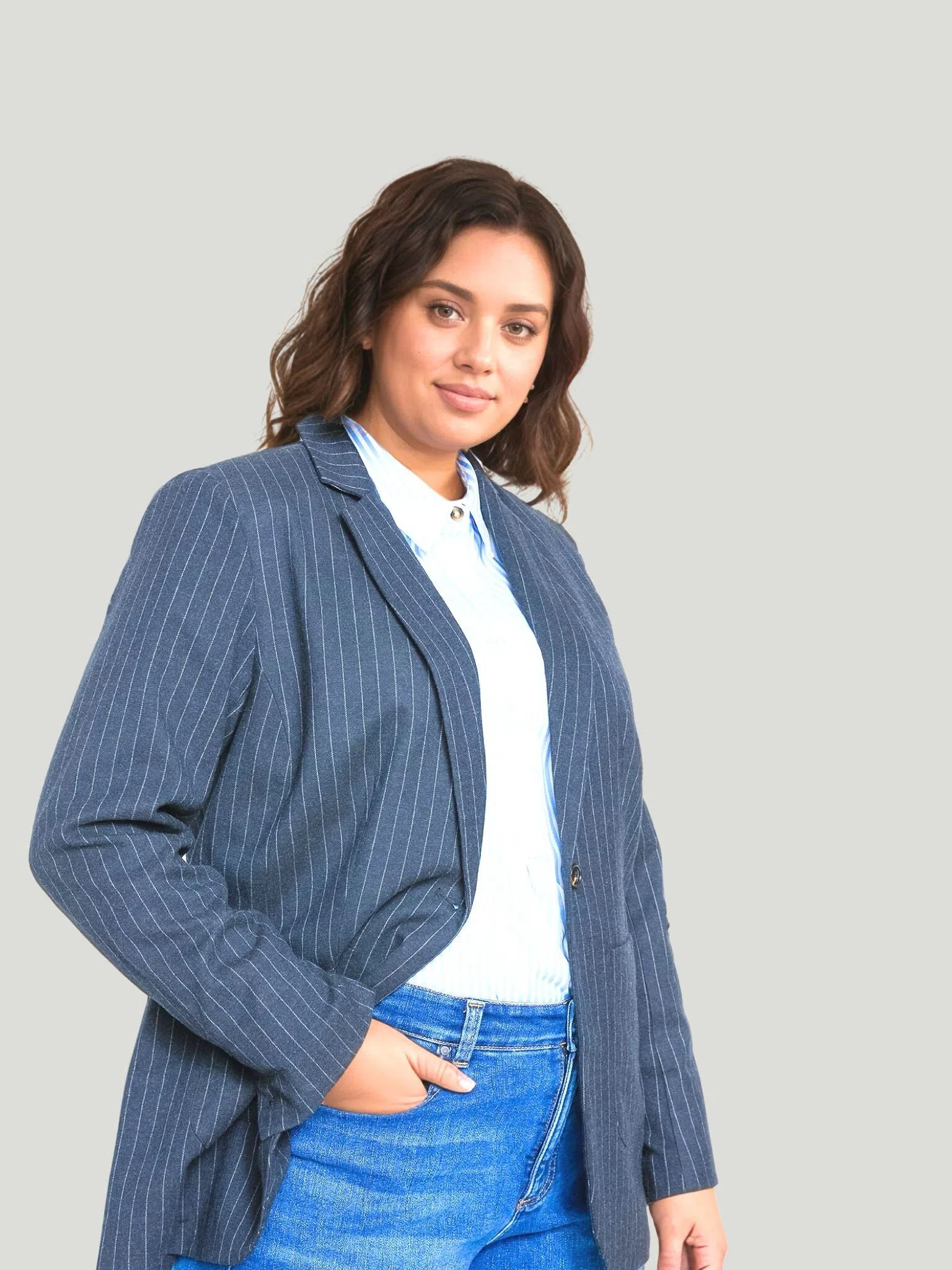 Universal Standard The Pinstripe Blazer Linen Women's Suit