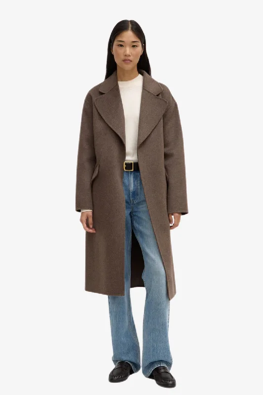 Assembly Label - Sadie Single Breasted Coat - Cocoa Marle Suede Jacket Faux Fur Jacket Puffer Jacket Assembly Label - Sadie Single Breasted Coat - Cocoa Marle Suede Jacket Faux Fur Jacket Puffer Jacket