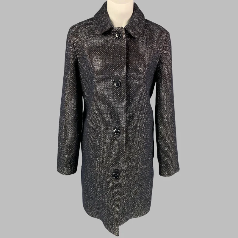 A.P.C. Size 6 Black Gold Wool Blend Metallic Coat Blazer Duffle Coat Pea Coat
