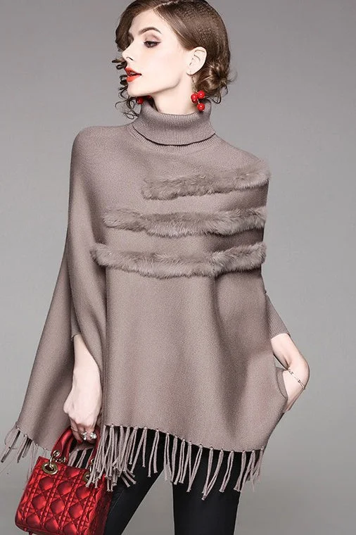 Dolman Sleeve Sweater W/ Fringe Embroidered Appliqued Beaded