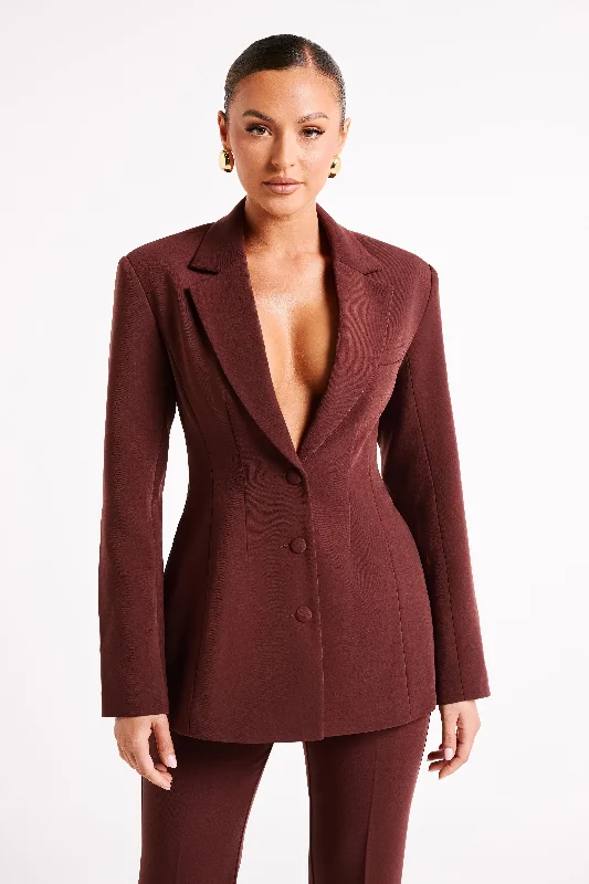 Greer Hourglass Suiting Blazer - Dark Chocolate Women's Elegant Jacket