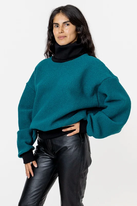 RWHR313 - Wool Turtleneck Sweater with Heavy Cotton Rib Velvet Chenille Corduroy