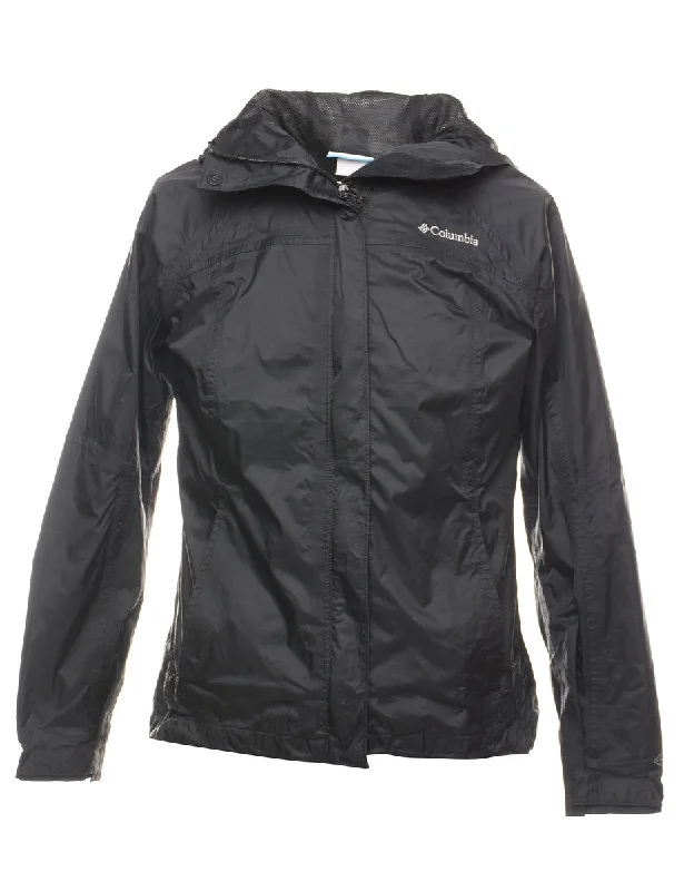 Columbia Black Zip-Front Nylon Jacket - S Anorak Shell Jacket Lightweight Jacket