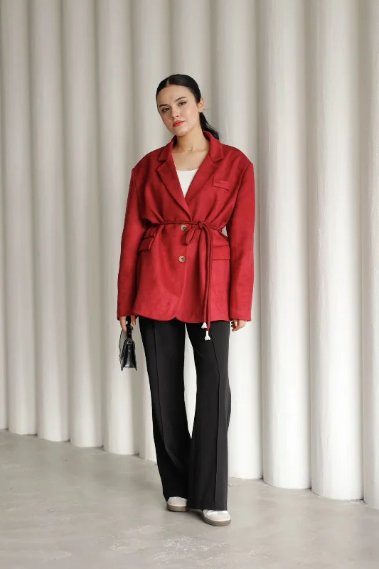 BLAZER WITH BELT 25-602-1 Women's Simple Jacket