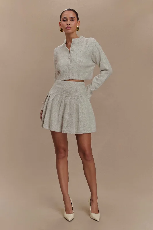 Shelby Knit Cardigan - Heather Grey Marle Crew Neck V-Neck Turtle Neck