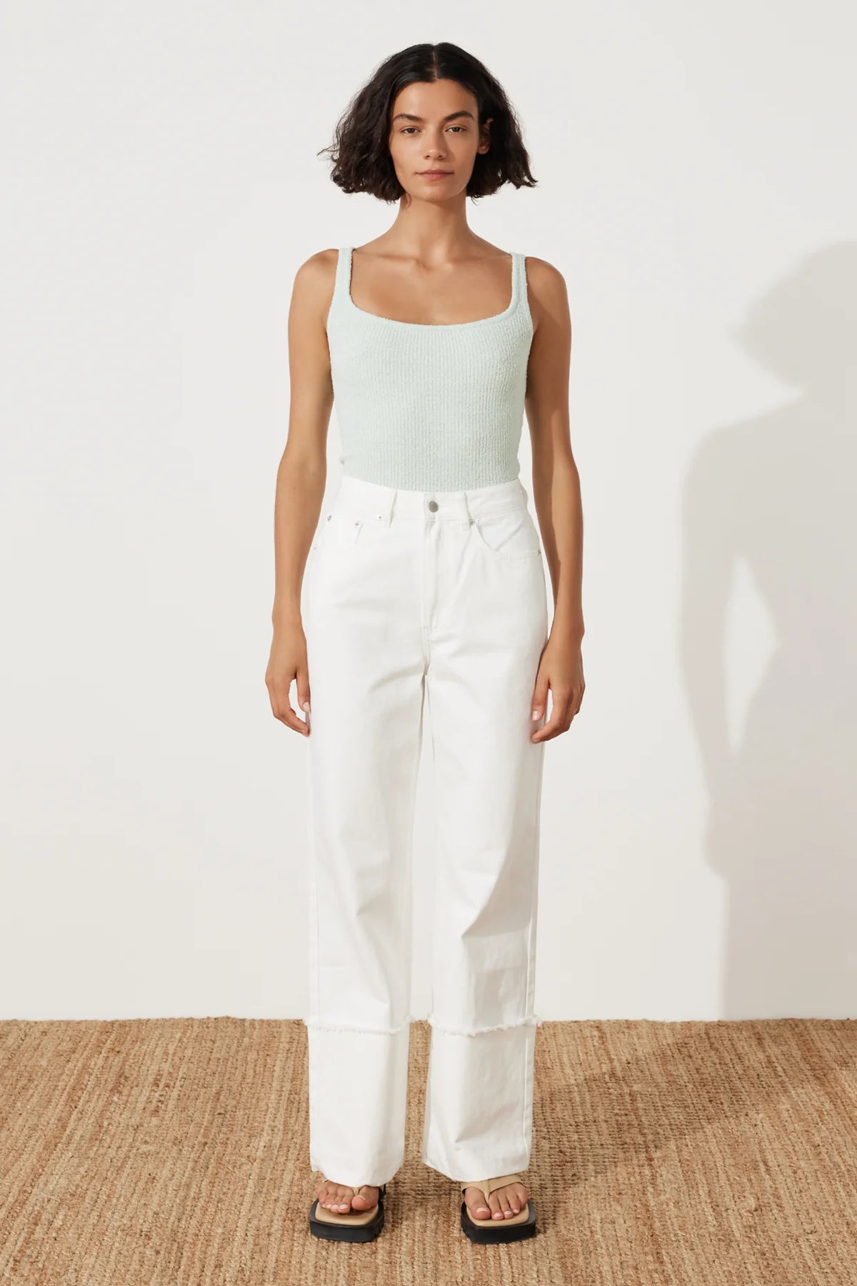SEAGLASS RIB KNIT TANK fitted tank top
