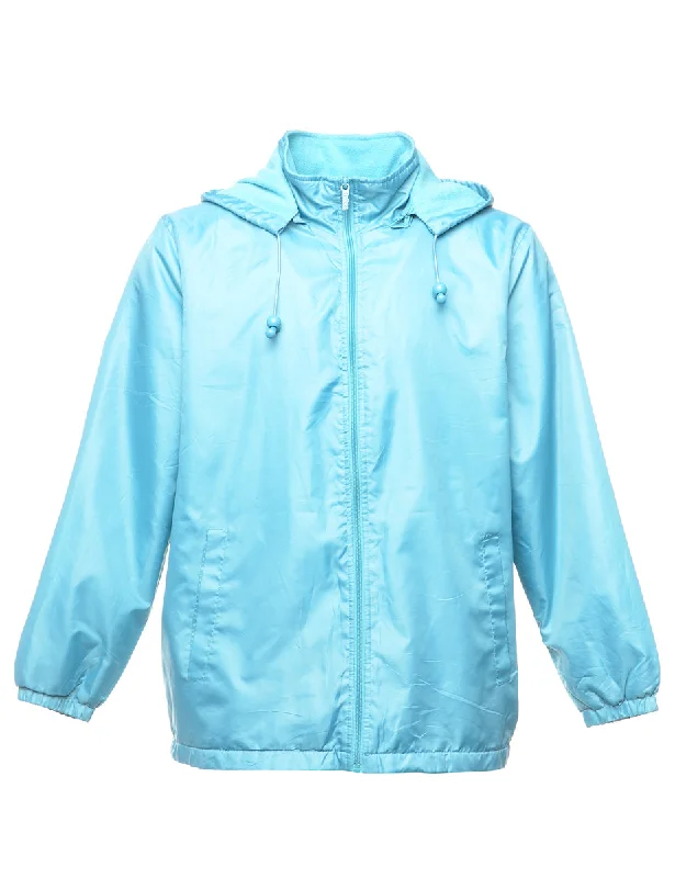 Light Blue Hooded Jacket - L Satin Jacket Silk Jacket Chiffon Jacket