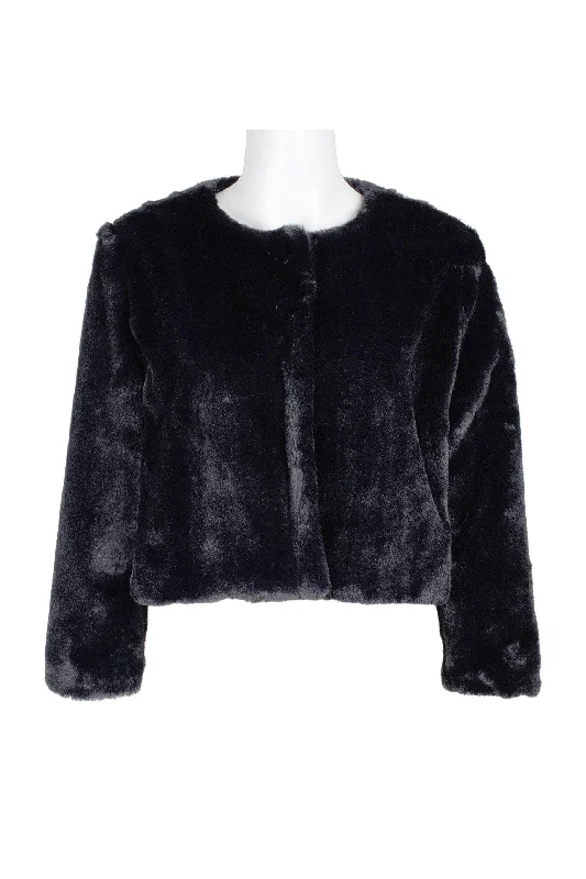 Adrianna Papell AP1E207063 Crew Neck 3/4 Sleeve Fur Jacket Collared Jacket Crew Neck Jacket Turtle Neck Jacket Adrianna Papell AP1E207063 Crew Neck 3/4 Sleeve Fur Jacket Collared Jacket Crew Neck Jacket Turtle Neck Jacket