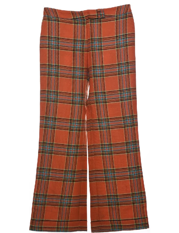 Wool Checked Pattern Trousers - W32 L31 Trousers Denim Blue