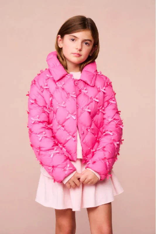 Girls Maricala Quilted Bow Jacket Nylon Fabric Polyester Fabric Spandex Fabric