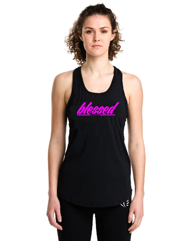 Women's BLESSED Script Tank mesh tank top