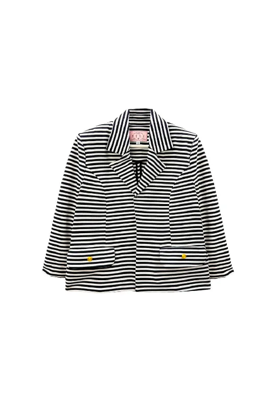 BURU x Val Knit Blazer - Stripe Knit Slim Fit Blazer