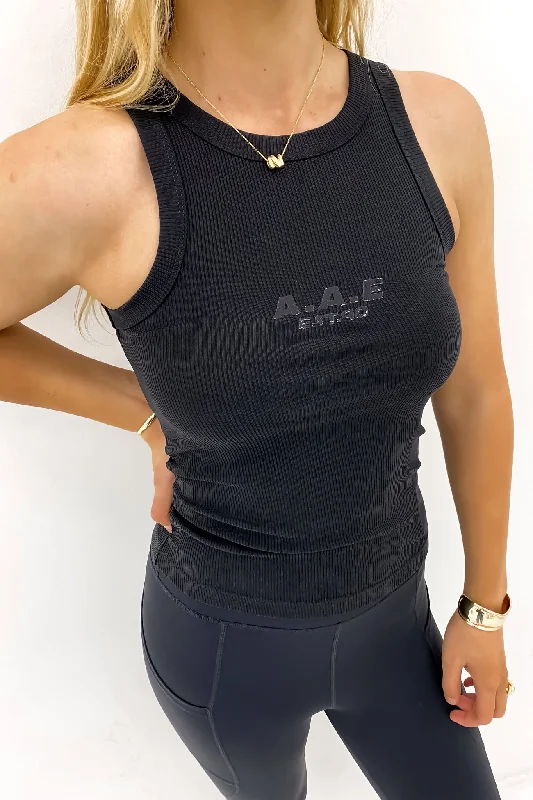 Luxe Active Tank Black crew neck tank